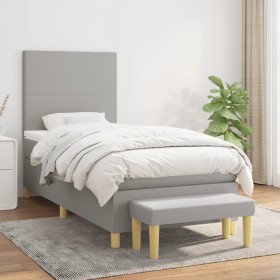 Boxspringbett mit hellgrauer Stoffmatratze 90x190 cm von vidaXL, Betten und Lattenroste - Ref: Foro24-3136957, Preis: 332,33 ...