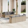 Juego de sofás de jardín con cojines beige 8 pzas ratán PE