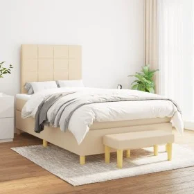 Box spring bed with cream fabric mattress 120x200 cm by vidaXL, Beds and slatted bases - Ref: Foro24-3137146, Price: 455,23 €...