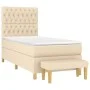 Box spring bed with cream fabric mattress 100x200 cm by vidaXL, Beds and slatted bases - Ref: Foro24-3137378, Price: 384,04 €...