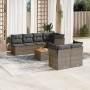 Set de sofás de jardín 8 pzas y cojines ratán sintético gris