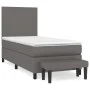 Box spring bed with gray synthetic leather mattress 100x200 cm by vidaXL, Beds and slatted bases - Ref: Foro24-3137531, Price...