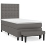 Cama box spring con colchón cuero sintético gris 100x200 cm de vidaXL, Camas y somieres - Ref: Foro24-3137651, Precio: 404,27...