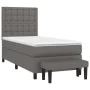 Box spring bed with gray synthetic leather mattress 100x200 cm by vidaXL, Beds and slatted bases - Ref: Foro24-3137651, Price...