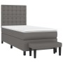 Cama box spring con colchón cuero sintético gris 100x200 cm de vidaXL, Camas y somieres - Ref: Foro24-3137651, Precio: 404,27...