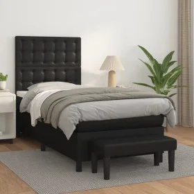 Cama box spring con colchón cuero sintético negro 100x200 cm de vidaXL, Camas y somieres - Ref: Foro24-3137647, Precio: 358,1...