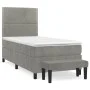 Box spring bed with light gray velvet mattress 100x200 cm by vidaXL, Beds and slatted bases - Ref: Foro24-3137767, Price: 330...