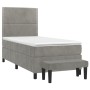 Box spring bed with light gray velvet mattress 100x200 cm by vidaXL, Beds and slatted bases - Ref: Foro24-3137767, Price: 335...