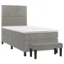 Box spring bed with light gray velvet mattress 100x200 cm by vidaXL, Beds and slatted bases - Ref: Foro24-3137767, Price: 330...