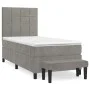 Box spring bed with light gray velvet mattress 100x200 cm by vidaXL, Beds and slatted bases - Ref: Foro24-3137827, Price: 338...