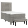 Boxspringbett mit hellgrauer Samtmatratze 80x200 cm von vidaXL, Betten und Lattenroste - Ref: Foro24-3137929, Preis: 355,92 €...