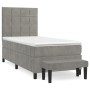 Cama box spring con colchón terciopelo gris claro 90x190 cm de vidaXL, Camas y somieres - Ref: Foro24-3137821, Precio: 352,96...