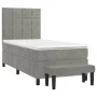 Box spring bed with light gray velvet mattress 90x190 cm by vidaXL, Beds and slatted bases - Ref: Foro24-3137821, Price: 332,...