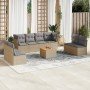 Set de sofás de jardín 9 pzas con cojines ratán sintético beige en Conjuntos de jardín | Comprar online en Foro24
