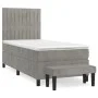Box spring bed with light gray velvet mattress 100x200 cm by vidaXL, Beds and slatted bases - Ref: Foro24-3137947, Price: 350...