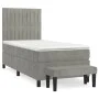 Box spring bed with light gray velvet mattress 90x190 cm by vidaXL, Beds and slatted bases - Ref: Foro24-3137935, Price: 330,...