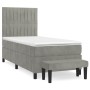 Cama box spring con colchón terciopelo gris claro 90x190 cm de vidaXL, Camas y somieres - Ref: Foro24-3137935, Precio: 339,01...