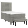 Cama box spring con colchón terciopelo gris claro 90x190 cm de vidaXL, Camas y somieres - Ref: Foro24-3137935, Precio: 339,01...
