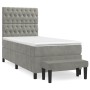 Cama box spring con colchón terciopelo gris claro 90x190 cm de vidaXL, Camas y somieres - Ref: Foro24-3137995, Precio: 355,18...