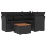 Set de muebles de jardín 5 pzas y cojines ratán sintético negro