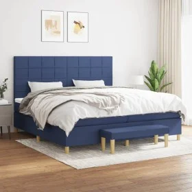 Box spring bed with blue fabric mattress 200x200 cm by vidaXL, Beds and slatted bases - Ref: Foro24-3137187, Price: 726,79 €,...