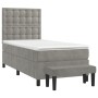 Box spring bed with light gray velvet mattress 90x190 cm by vidaXL, Beds and slatted bases - Ref: Foro24-3138055, Price: 336,...