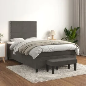 Box spring bed with dark gray velvet mattress 120x200 cm by vidaXL, Beds and slatted bases - Ref: Foro24-3137774, Price: 409,...