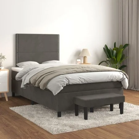 Box spring bed with dark gray velvet mattress 120x200 cm by vidaXL, Beds and slatted bases - Ref: Foro24-3137774, Price: 409,...