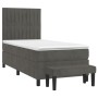 Box spring bed with dark gray velvet mattress 90x200 cm by vidaXL, Beds and slatted bases - Ref: Foro24-3137942, Price: 353,5...