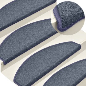 Felpudos para escaleras 15 uds 65x24x4 cm Gris oscuro y azul
