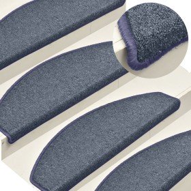 Felpudos para escaleras 15 uds 65x24x4 cm Gris oscuro y azul