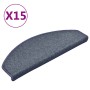 Felpudos para escaleras 15 uds 65x24x4 cm Gris oscuro y azul