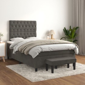 Cama box spring con colchón terciopelo gris oscuro 120x200 cm de vidaXL, Camas y somieres - Ref: Foro24-3138014, Precio: 445,...
