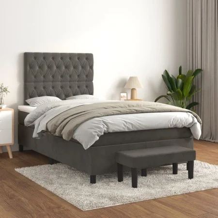 Cama box spring con colchón terciopelo gris oscuro 120x200 cm de vidaXL, Camas y somieres - Ref: Foro24-3138014, Precio: 442,...