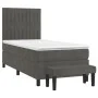 Box spring bed with dark gray velvet mattress 90x190 cm by vidaXL, Beds and slatted bases - Ref: Foro24-3137936, Price: 332,5...