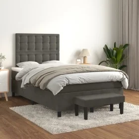 Cama box spring con colchón terciopelo gris oscuro 120x200 cm de vidaXL, Camas y somieres - Ref: Foro24-3138074, Precio: 422,...