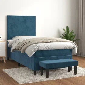 Box spring bed with dark blue velvet mattress 80x200 cm by vidaXL, Beds and slatted bases - Ref: Foro24-3137693, Price: 337,3...