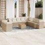 Set de sofás de jardín 12 pzas y cojines ratán sintético marrón