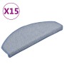 Felpudos para escaleras 15 uds 65x24x4 cm Gris claro y azul