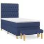 Box spring bed with blue fabric mattress 100x200 cm by vidaXL, Beds and slatted bases - Ref: Foro24-3137379, Price: 381,42 €,...