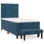 Box spring bed with dark blue velvet mattress 90x200 cm by vidaXL, Beds and slatted bases - Ref: Foro24-3137825, Price: 385,4...