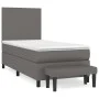 Box spring bed with gray synthetic leather mattress 90x200 cm by vidaXL, Beds and slatted bases - Ref: Foro24-3137525, Price:...