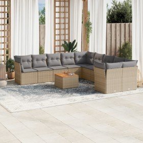 Set de sofás de jardín 11pzas con cojines ratán sintético beige en Conjuntos de jardín | Comprar online en Foro24