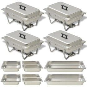 Set Lebensmittelwärmer für Buffet 4 Teile Edelstahl von vidaXL, Wilderer - Ref: Foro24-50530, Preis: 259,77 €, Rabatt: %