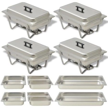 Set Lebensmittelwärmer für Buffet 4 Teile Edelstahl von vidaXL, Wilderer - Ref: Foro24-50530, Preis: 259,77 €, Rabatt: %