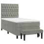 Box spring bed with light gray velvet mattress 100x200 cm by vidaXL, Beds and slatted bases - Ref: Foro24-3138007, Price: 364...