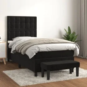 Box spring bed with black velvet mattress 90x200 cm by vidaXL, Beds and slatted bases - Ref: Foro24-3138063, Price: 344,28 €,...