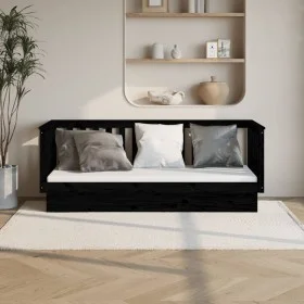 Solid black pine wood sofa bed 90x190 cm by vidaXL, Beds and slatted bases - Ref: Foro24-821583, Price: 172,67 €, Discount: %