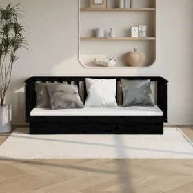 Solid black pine wood sofa bed 75x190 cm by vidaXL, Beds and slatted bases - Ref: Foro24-821578, Price: 140,82 €, Discount: %