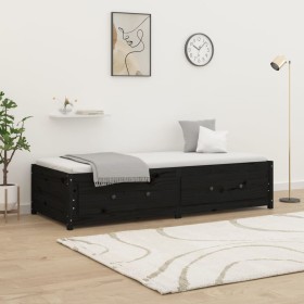 Sofá cama de madera maciza de pino negro 75x190 cm